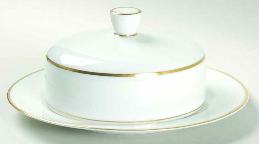 Gold Band (Bettina, White) Round Covered Butter by Rosenthal - Continental-1