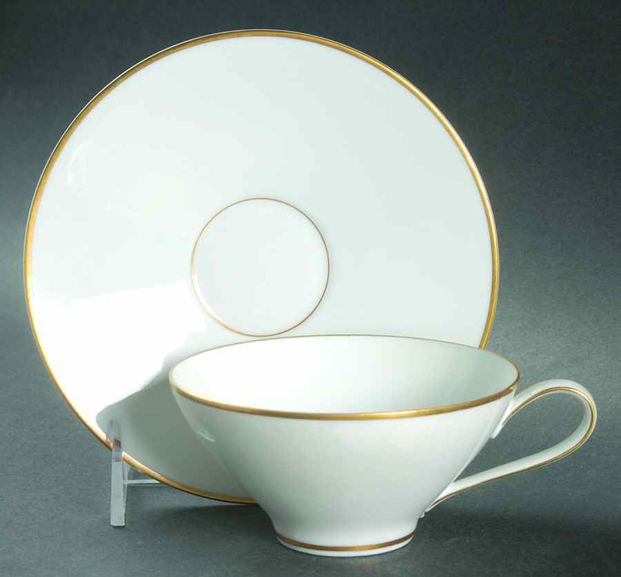 Gold Band (Bettina, White) Flat Cup & Saucer Set by Rosenthal - Continental-1