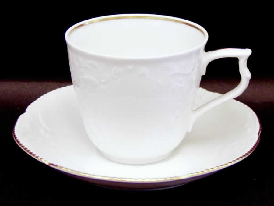 Gold Band (Sanssouci, White) Flat Cup & Saucer Set by Rosenthal - Continental-1