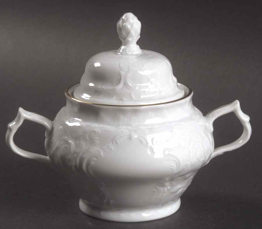 Gold Band (Sanssouci, White) Sugar Bowl & Lid by Rosenthal - Continental-1