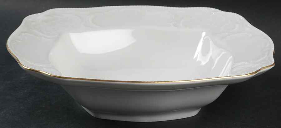 Gold Band (Sanssouci, White) 11" Square Vegetable Bowl by Rosenthal - Continental-1