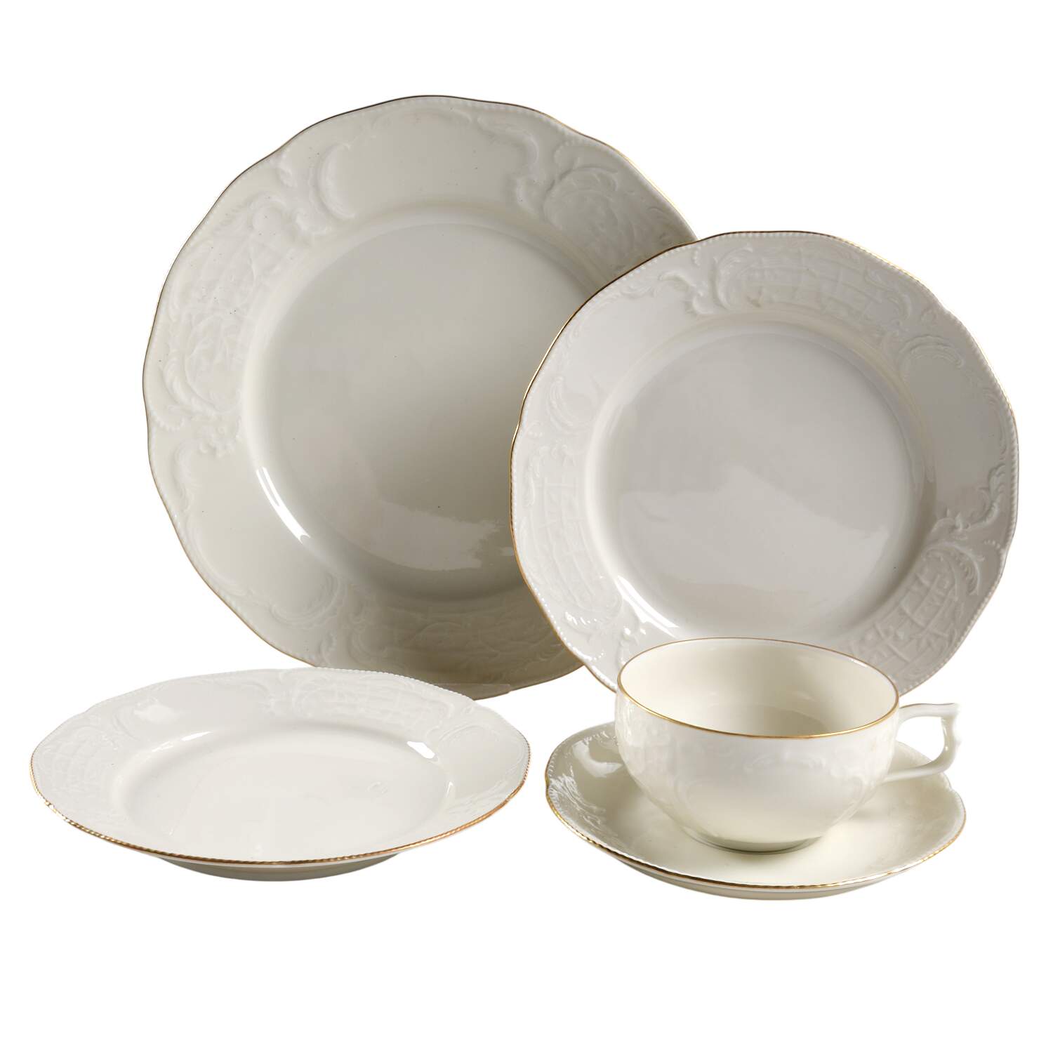 Gold Band (Sanssouci, Ivory) 5 Piece Place Setting by Rosenthal - Continental-1
