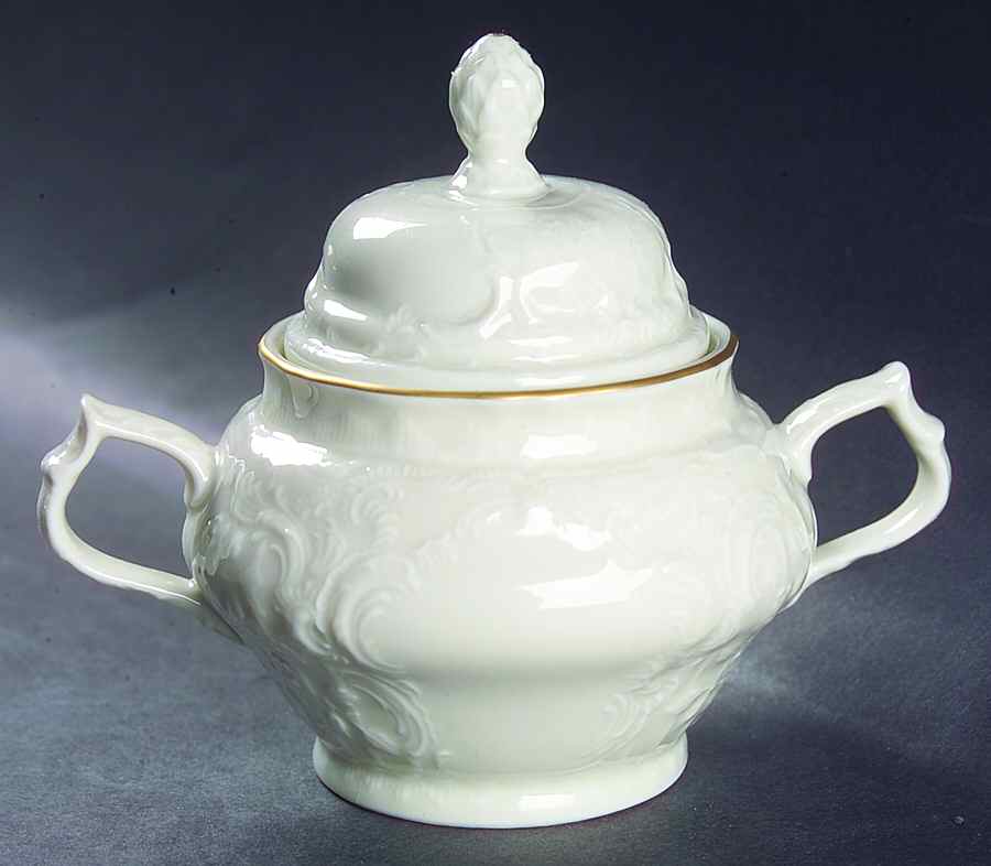 Gold Band (Sanssouci, Ivory) Sugar Bowl & Lid by Rosenthal - Continental-1