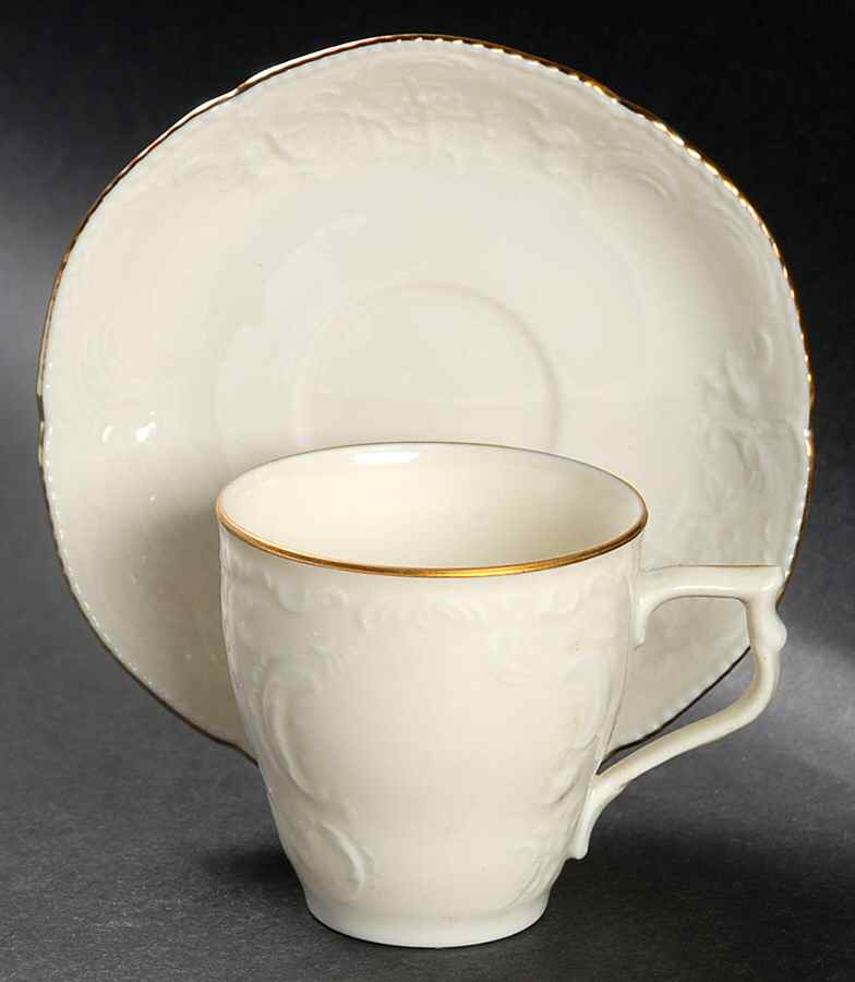 Gold Band (Sanssouci, Ivory) Flat Demitasse Cup & Saucer Set by Rosenthal - Continental-1