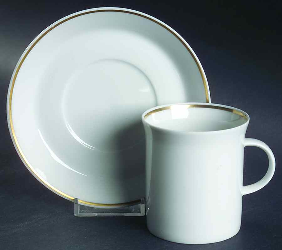 Gold Band (Linear) Flat Cup & Saucer Set by Rosenthal - Continental-1
