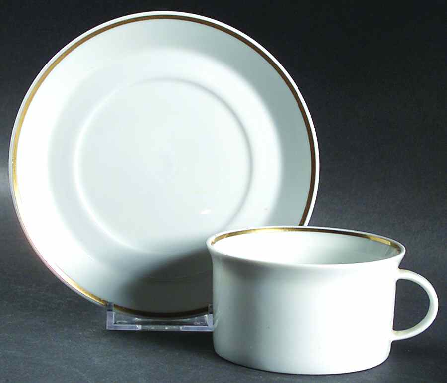 Gold Band (Linear) Flat Cup & Saucer Set by Rosenthal - Continental-1