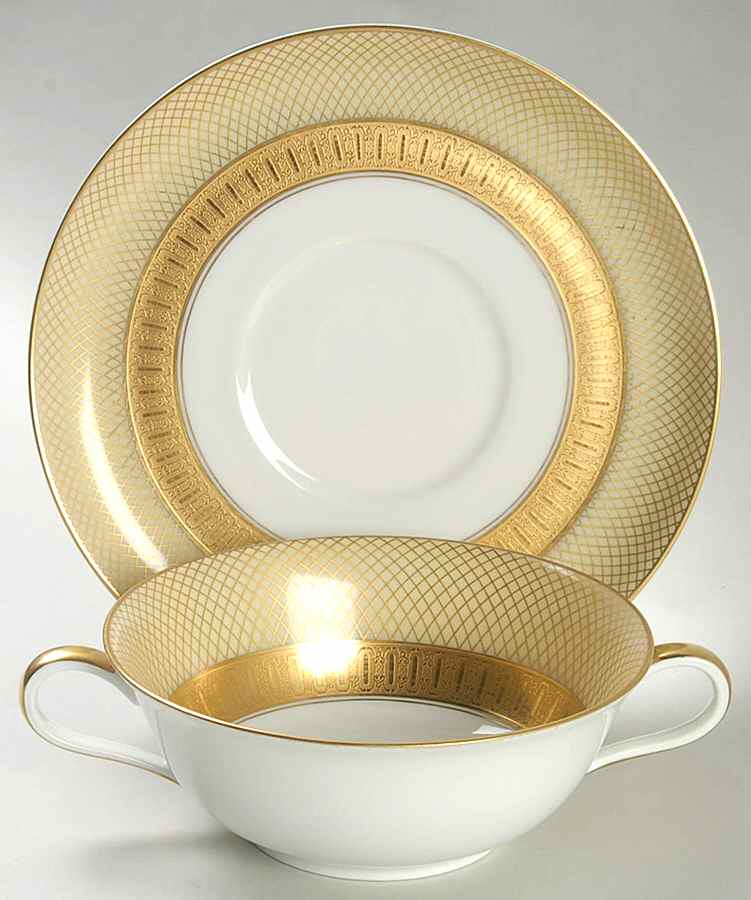 Golden Grail Flat Cream Soup Bowl & Saucer Set by Rosenthal - Continental-1