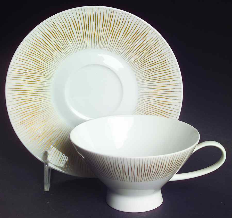 Goldstrahlen Footed Cup & Saucer Set by Rosenthal - Continental-1