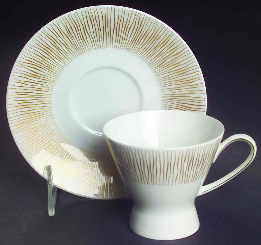 Goldstrahlen Footed Cup & Saucer Set by Rosenthal - Continental-1