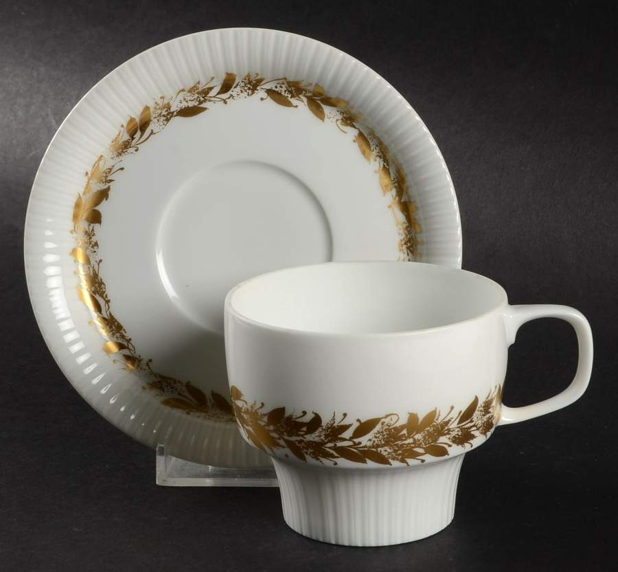 Golden Leaves Flat Cup & Saucer Set by Rosenthal - Continental-1