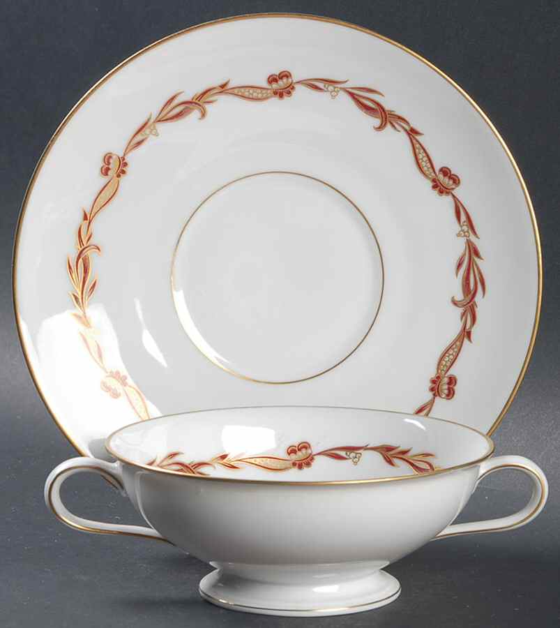 Goldcrest Ruby Footed Cream Soup Bowl & Saucer Set by Rosenthal - Continental-1