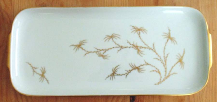 Golden Palm (White, Coupe) Large Sandwich Tray by Rosenthal - Continental-1