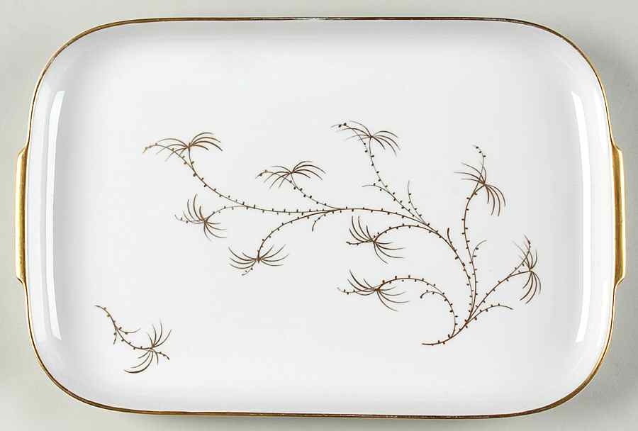 Golden Palm (White, Coupe) 12" Rectangular Serving Platter by Rosenthal - Continental-1