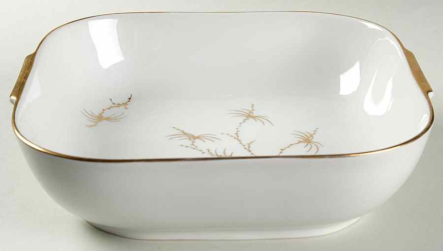 Golden Palm (White, Coupe) 9" Square Vegetable Bowl by Rosenthal - Continental-1