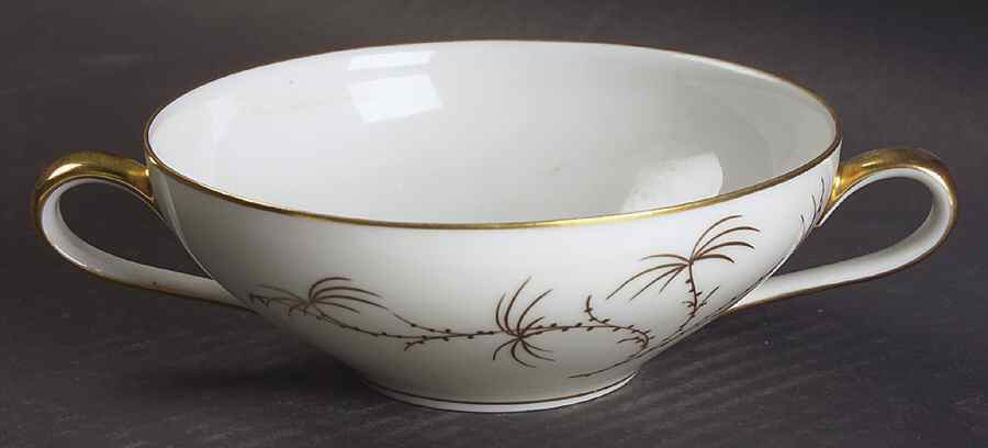 Golden Palm (White, Coupe) Flat Cream Soup Bowl by Rosenthal - Continental-1
