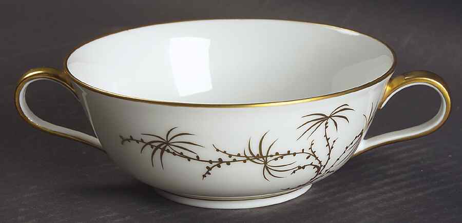 Golden Palm (White, Coupe) Flat Cream Soup Bowl by Rosenthal - Continental-1