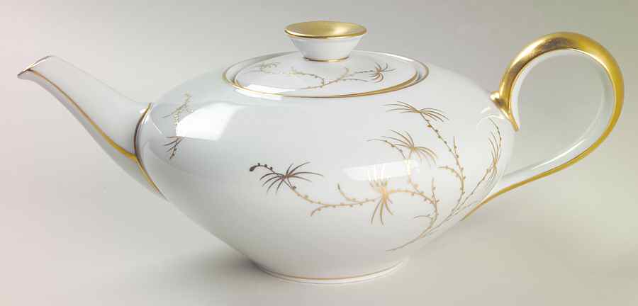 Golden Palm (White, Coupe) Teapot & Lid by Rosenthal - Continental-1
