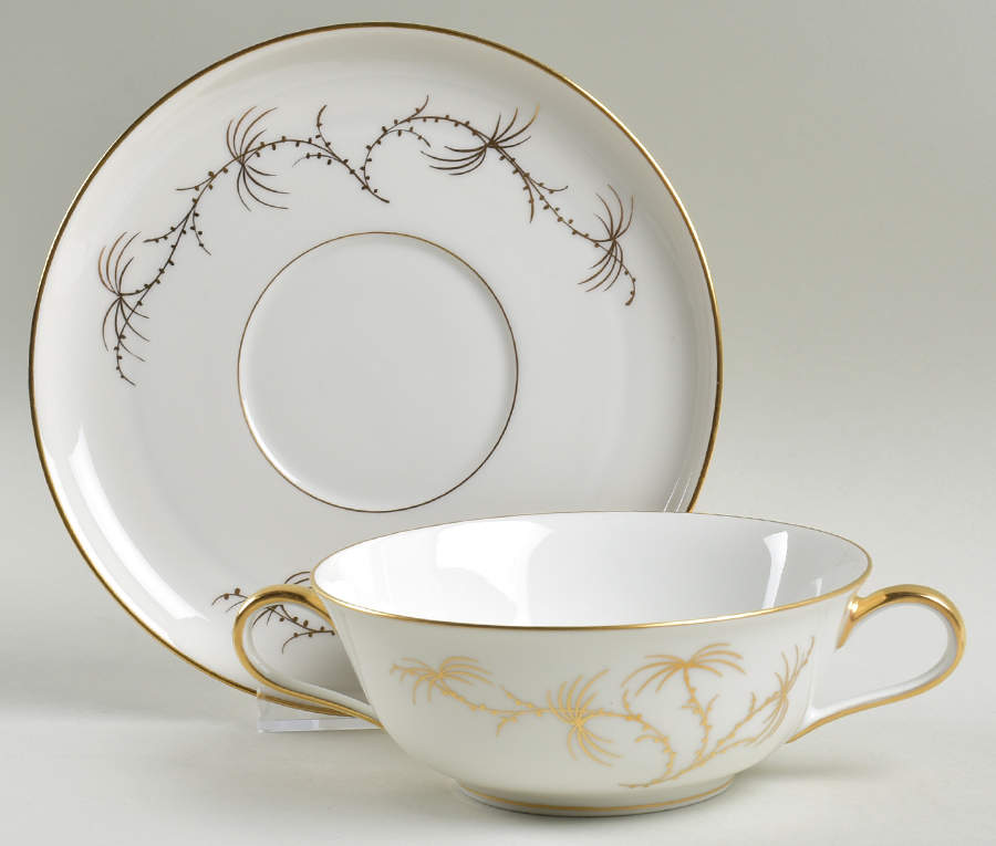 Golden Palm Flat Cream Soup Bowl & Saucer Set by Rosenthal - Continental-1
