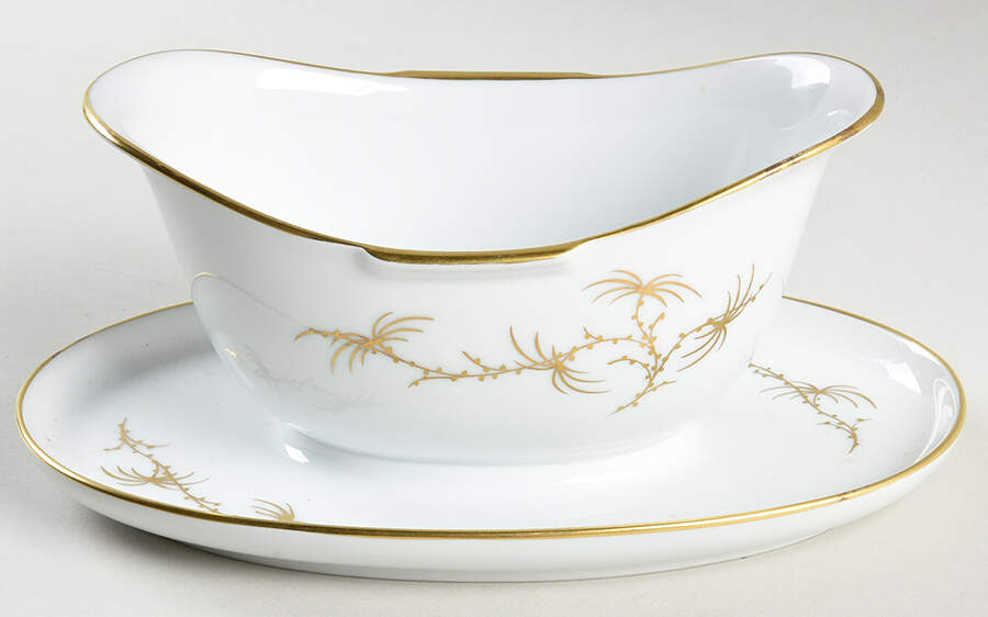 Golden Palm Gravy Boat with Attached Underplate by Rosenthal - Continental-1