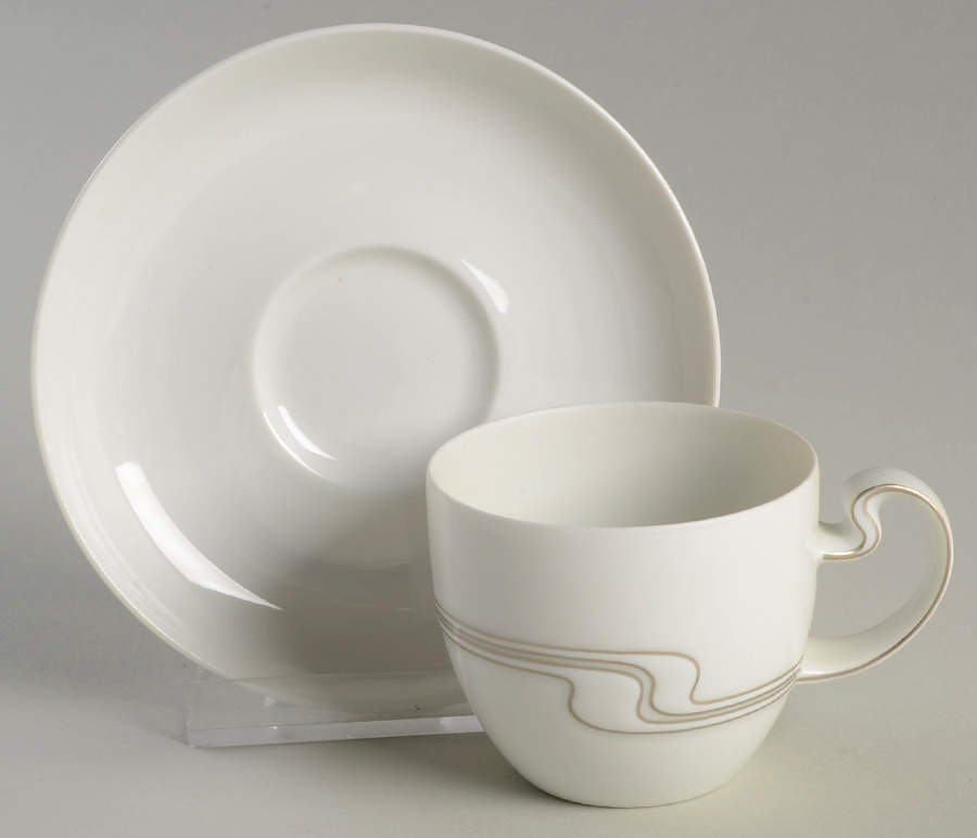 Gold Ribbon Flat Demitasse Cup & Saucer Set by Rosenthal - Continental-1