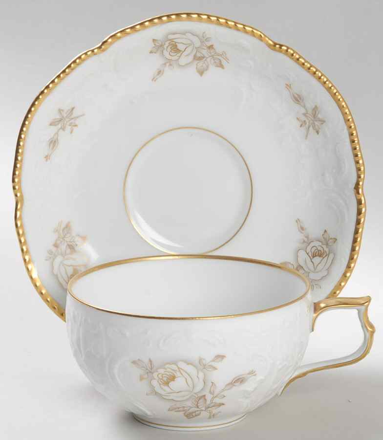 Gold Rose Flat Cup & Saucer Set by Rosenthal - Continental-1