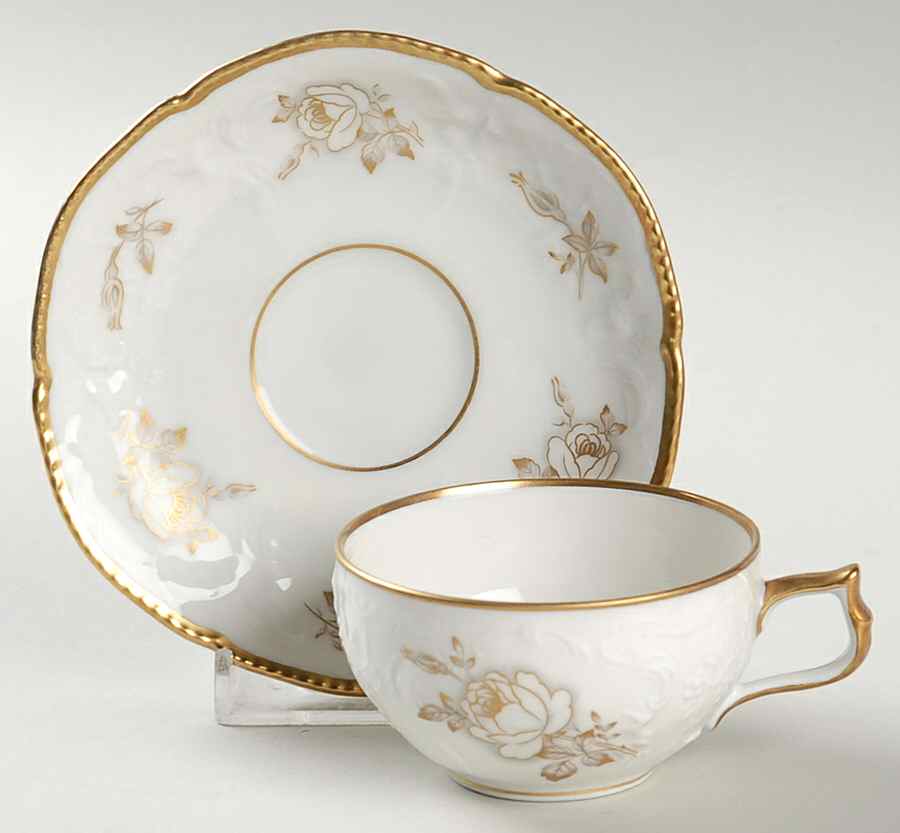 Gold Rose Flat Demitasse Cup & Saucer Set by Rosenthal - Continental-1