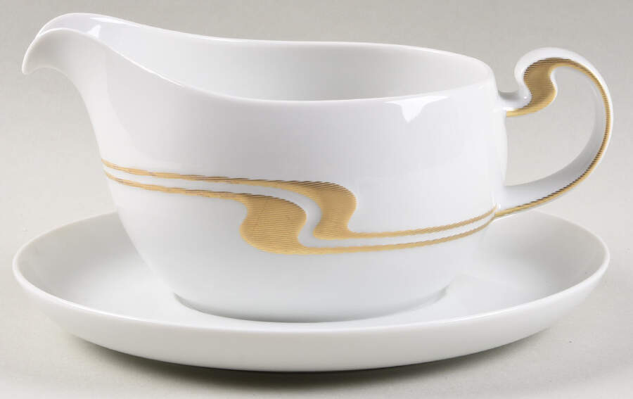 Gold Structure Gravy Boat & Underplate by Rosenthal - Continental-1
