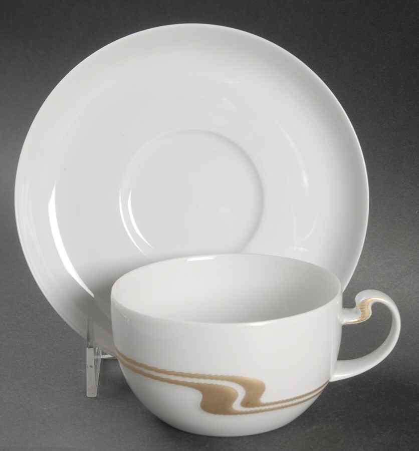 Gold Structure Flat Cup & Saucer Set by Rosenthal - Continental-1