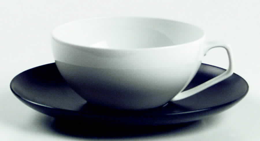 Gropius Black Flat Cup & Saucer Set by Rosenthal - Continental-1