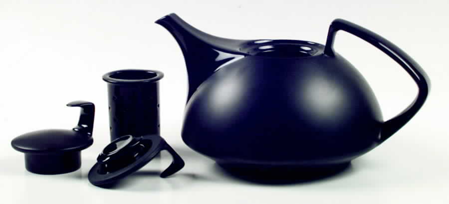 Gropius Black Teapot with Infuser & 2 Lids by Rosenthal - Continental-1