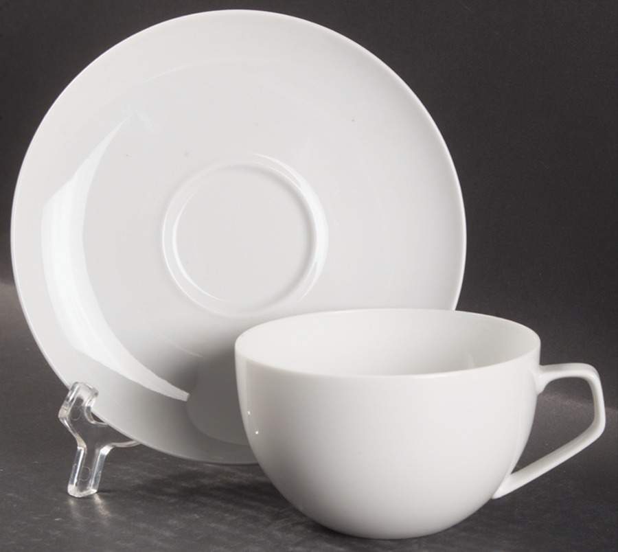 Gropius White Flat Cup & Saucer Set by Rosenthal - Continental-1