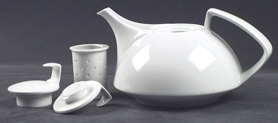 Gropius White Teapot with Infuser & 2 Lids by Rosenthal - Continental-1