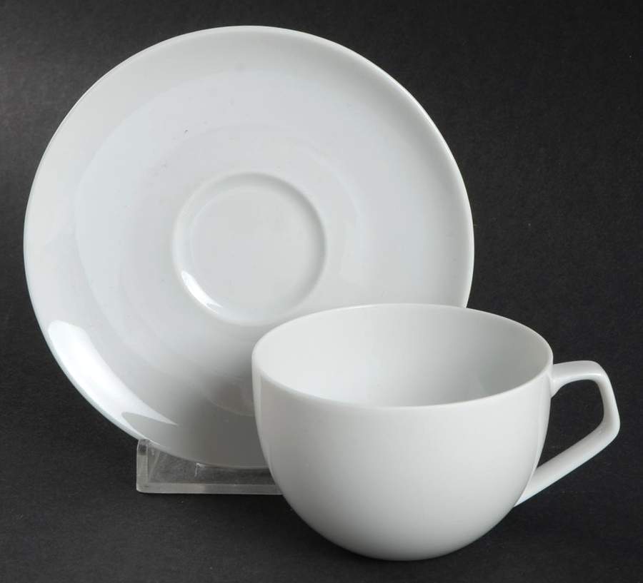 Gropius White Flat Demitasse Cup & Saucer Set by Rosenthal - Continental-1