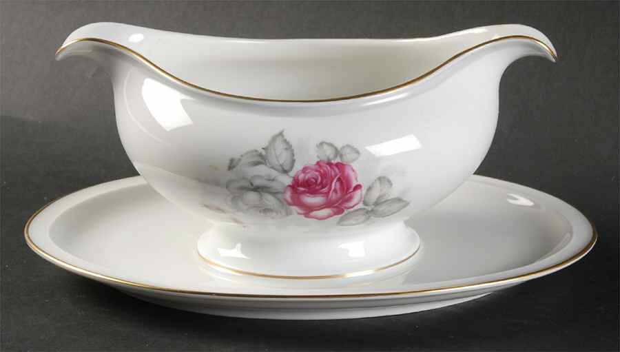 Gray Dawn Gold Gravy Boat with Attached Underplate by Rosenthal - Continental-1