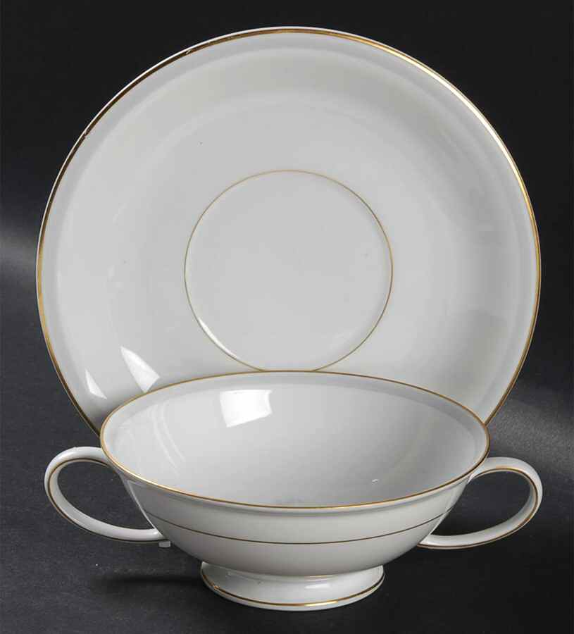 Gray Dawn Gold Footed Cream Soup Bowl & Saucer Set by Rosenthal - Continental-1