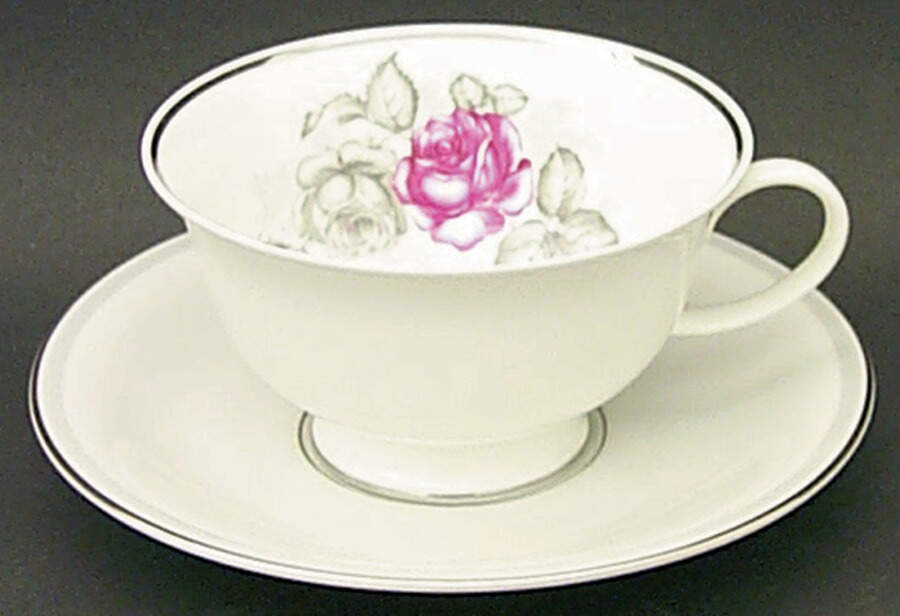 Gray Dawn Platinum (Gray Band) Footed Cup & Saucer Set by Rosenthal - Continental-1