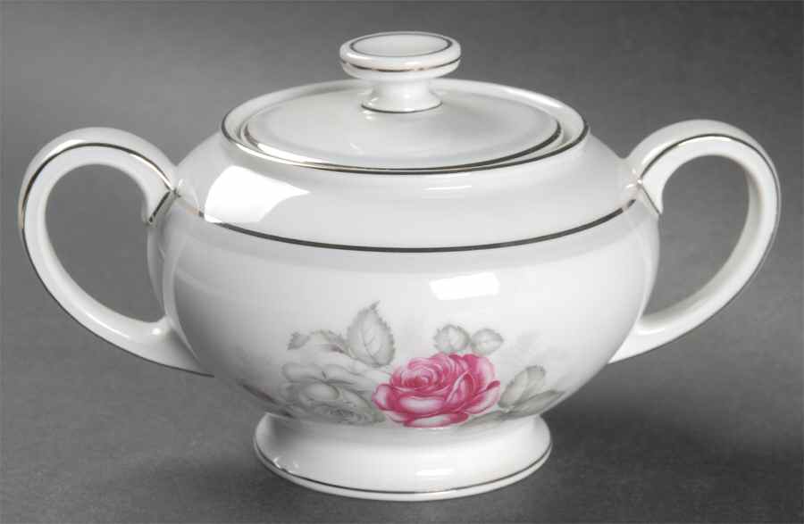 Gray Dawn Platinum (Gray Band) Sugar Bowl & Lid by Rosenthal - Continental-1