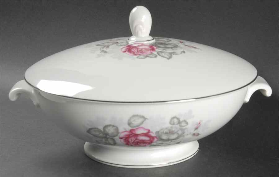 Gray Dawn Platinum (Gray Band) Round Covered Vegetable by Rosenthal - Continental-1