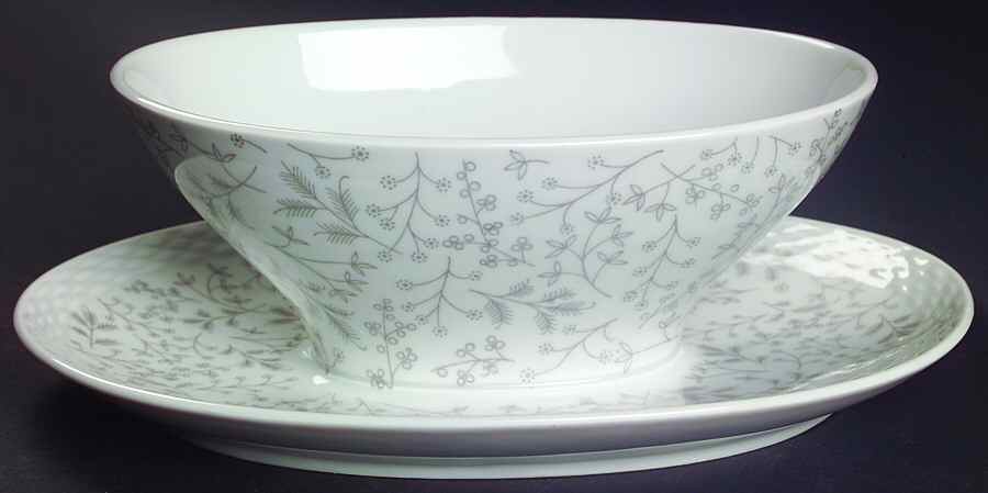 Gray Fern Gravy Boat with Attached Underplate by Rosenthal - Continental-1