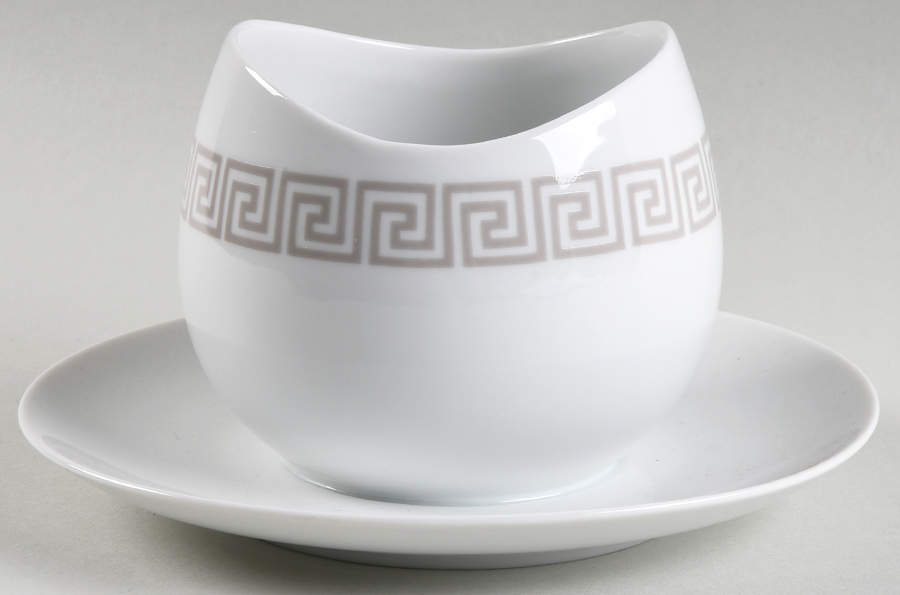 Greek Key Gravy Boat with Attached Underplate by Rosenthal - Continental-1