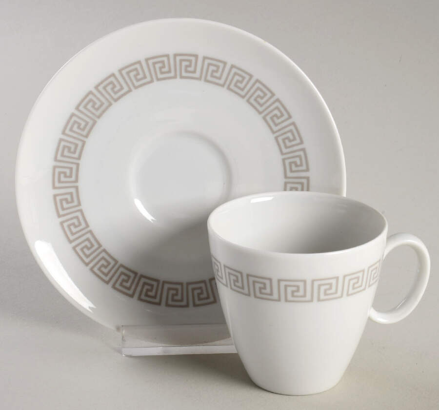 Greek Key Flat Demitasse Cup & Saucer Set by Rosenthal - Continental-1