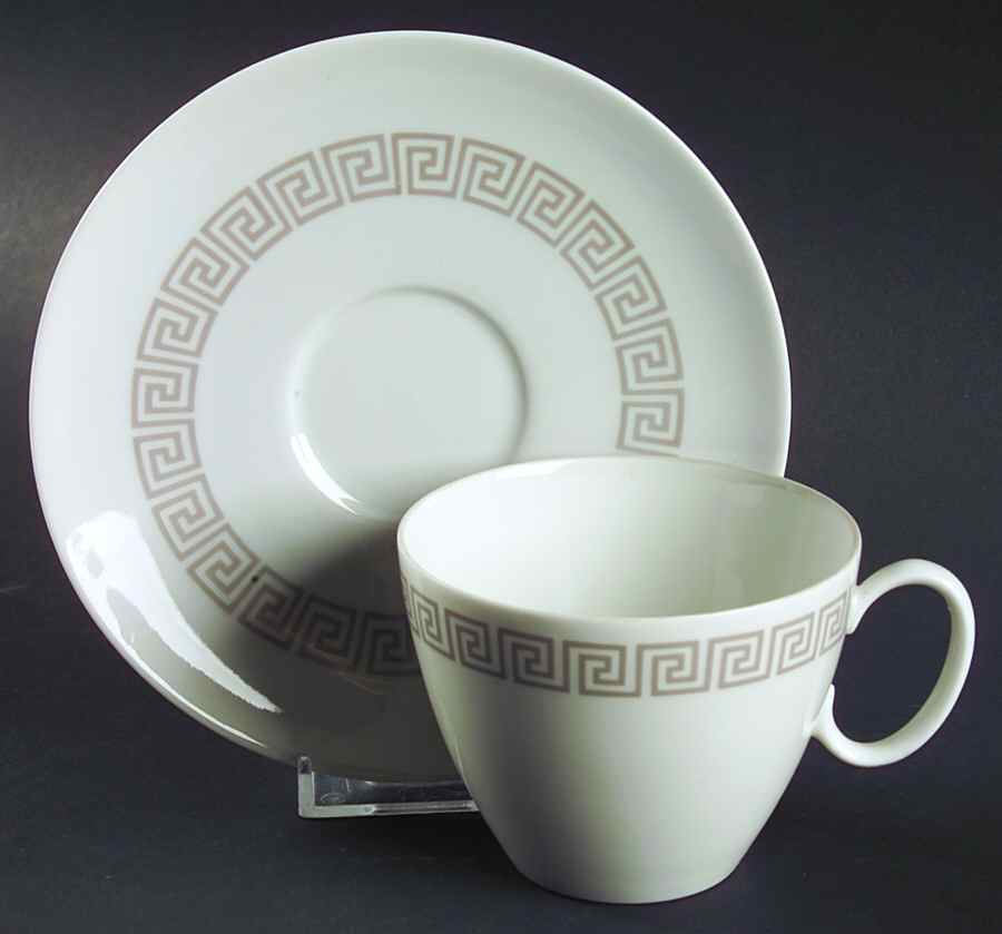 Greek Key Flat Cup & Saucer Set by Rosenthal - Continental-1