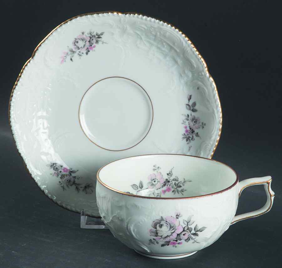 Grey Rose Flat Cup & Saucer Set by Rosenthal - Continental-1