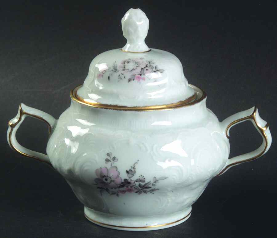 Grey Rose Mini Sugar Bowl & Lid by Rosenthal - Continental-1