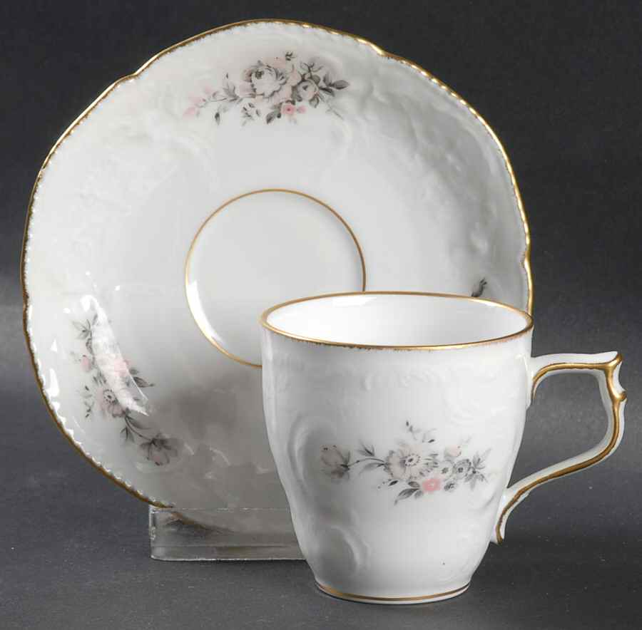 Grey Rose Flat Demitasse Cup & Saucer Set by Rosenthal - Continental-1
