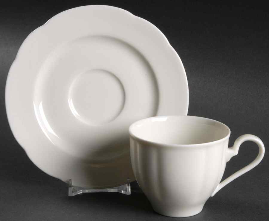 Grace White Flat Cup & Saucer Set by Rosenthal - Continental-1