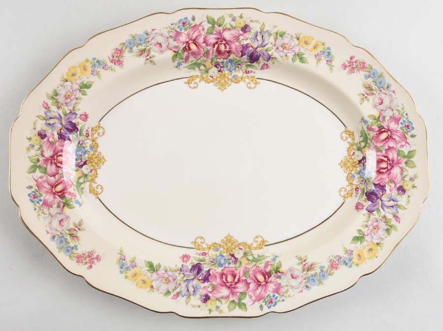 Gwendolyn (Yellow or Yellow & Red Scrolls) 12" Oval Serving Platter by Rosenthal - Continental-1