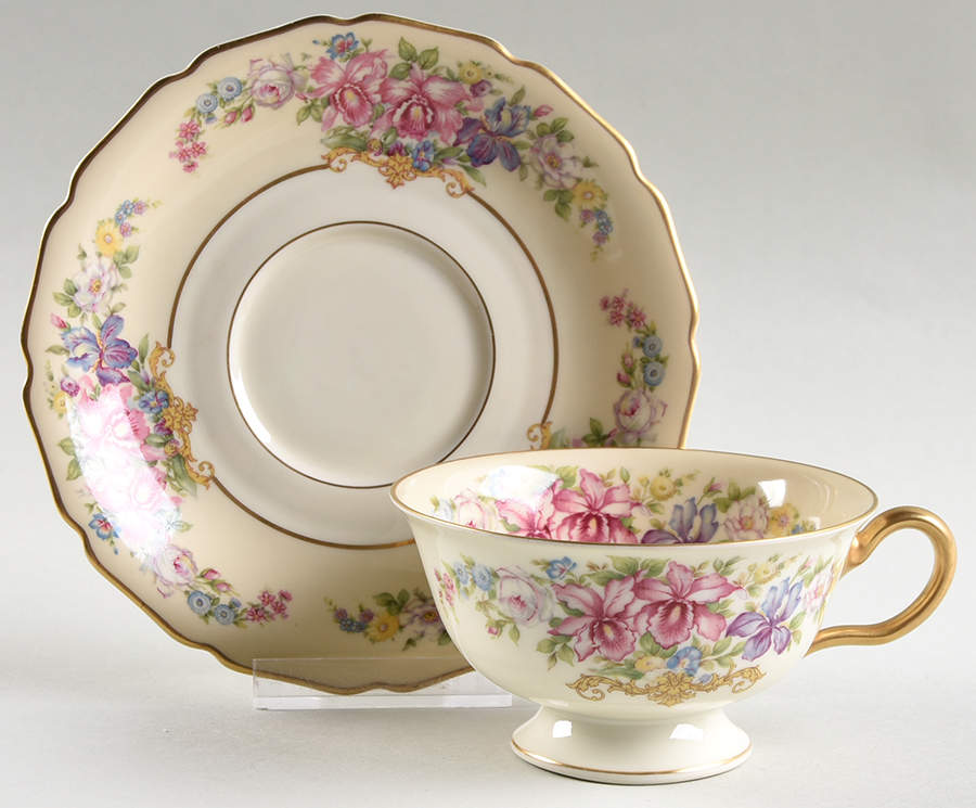 Gwendolyn (Yellow or Yellow & Red Scrolls) Footed Cup & Saucer Set by Rosenthal - Continental-1