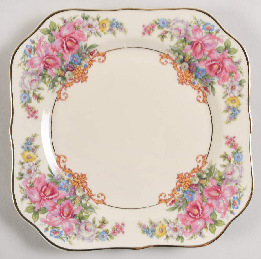 Gwendolyn (Yellow or Yellow & Red Scrolls) Square Salad Plate by Rosenthal - Continental-1