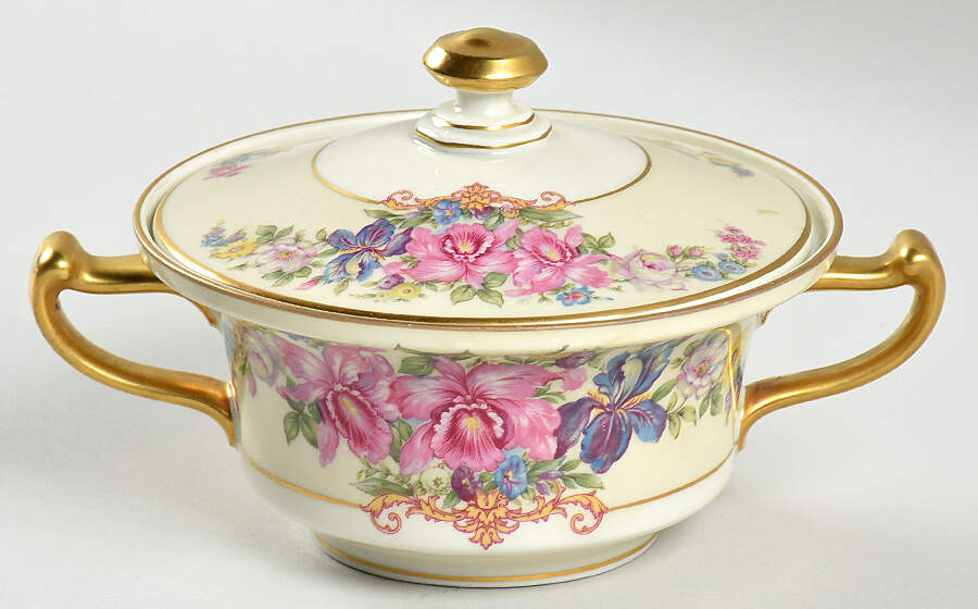 Gwendolyn (Yellow or Yellow & Red Scrolls) Sugar Bowl & Lid by Rosenthal - Continental-1